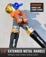 RAINPOINT Hose Splitter stainless steel ball valve close-up