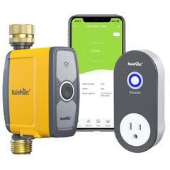 RAINPOINT WiFi Water Timer front view with brass fittings