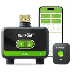 RAINPOINT WiFi Water Timer front view with brass inlet