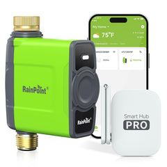 RAINPOINT WiFi Water Timer front view with brass inlet