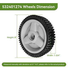 ranwin Front Drive Wheels for HU Mower, side view showing teeth