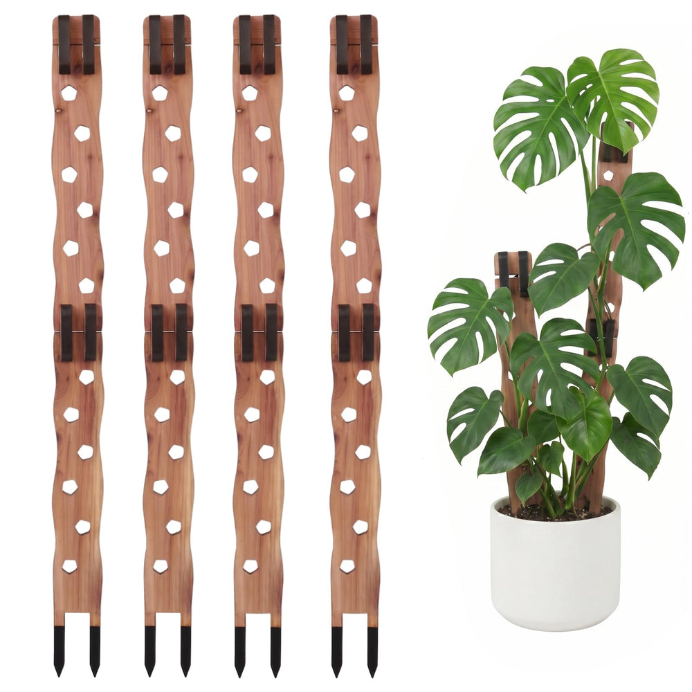 RAWILL Wooden Extendable Plant Trellis, 4 Sets, Cedar Wood