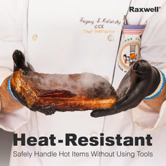 Raxwell BBQ Gloves displayed with grilling tools