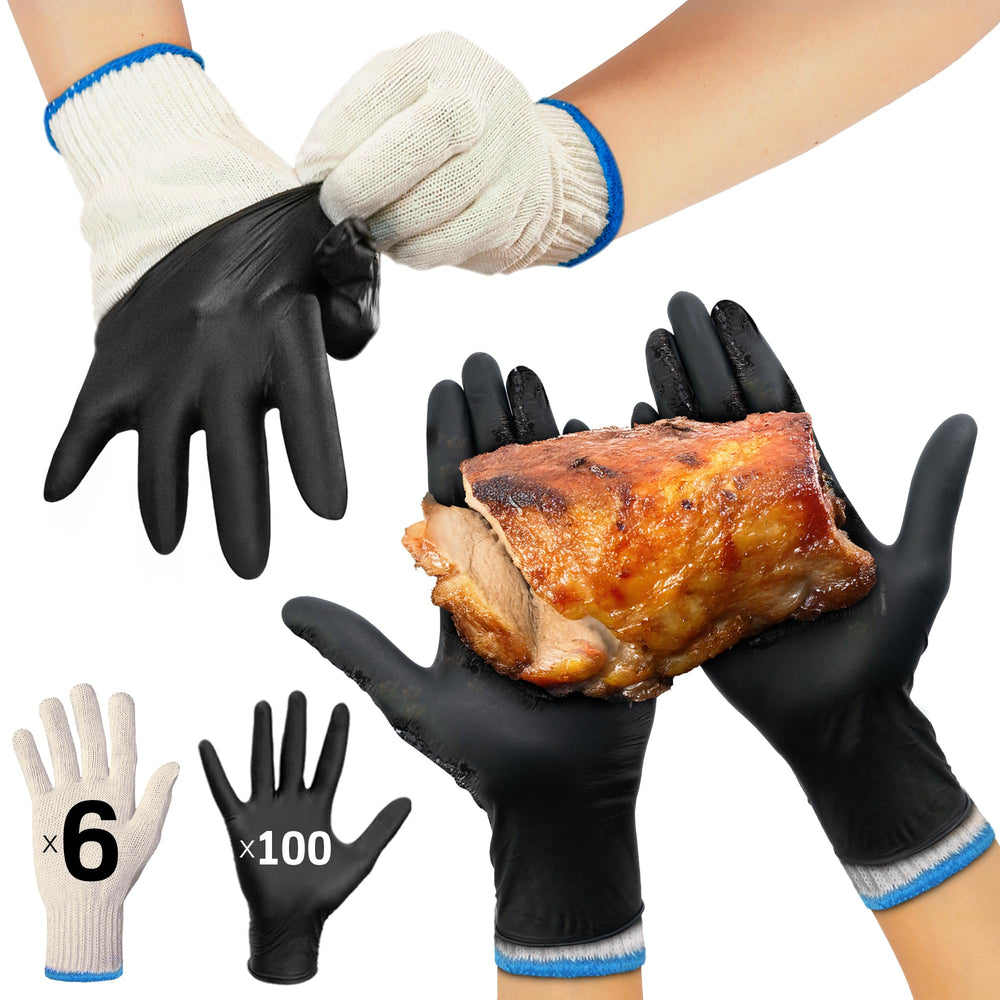Raxwell BBQ Gloves in black, front view with non-slip surface