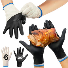 Raxwell BBQ Gloves in black, front view with non-slip surface
