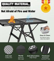 Raynesys Portable Folding Grill Table setup outdoors at a BBQ