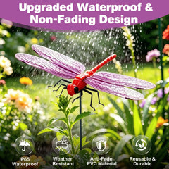 Realistic dragonfly clip attached to a garden plant