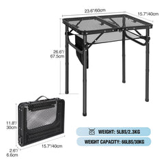 RedSwing Folding Grill Table side view with adjustable legs