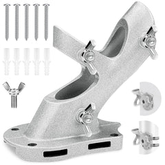 REERON 1-inch flag pole holder bracket side view with silver finish