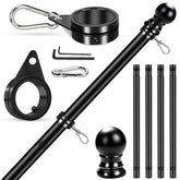 REERON 5 FT Metal Flag Pole Kit front view with 360° rings
