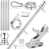 REERON 5 FT Silver Flag Pole Kit front view with adjustable sections