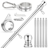 REERON 6 FT Stainless Steel Flagpole Kit front view with flag attached