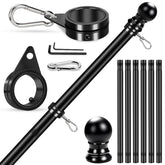 REERON 7 FT black stainless steel flagpole front view