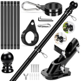REERON 7 FT stainless steel flag pole kit front view