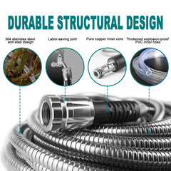 Relxitl 25FT Metal Garden Hose with nozzle attached