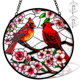 REMIAWY Cardinal Stained Glass Window Hanging front view