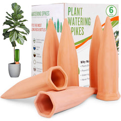 REMIAWY Plant Watering Spikes terracotta pack of 6