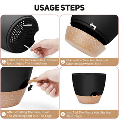 Removable tray and mesh drainage of YNNICO self watering pot