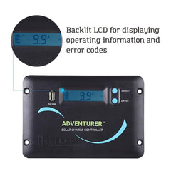 Renogy Adventurer 30A Solar Charge Controller LCD display