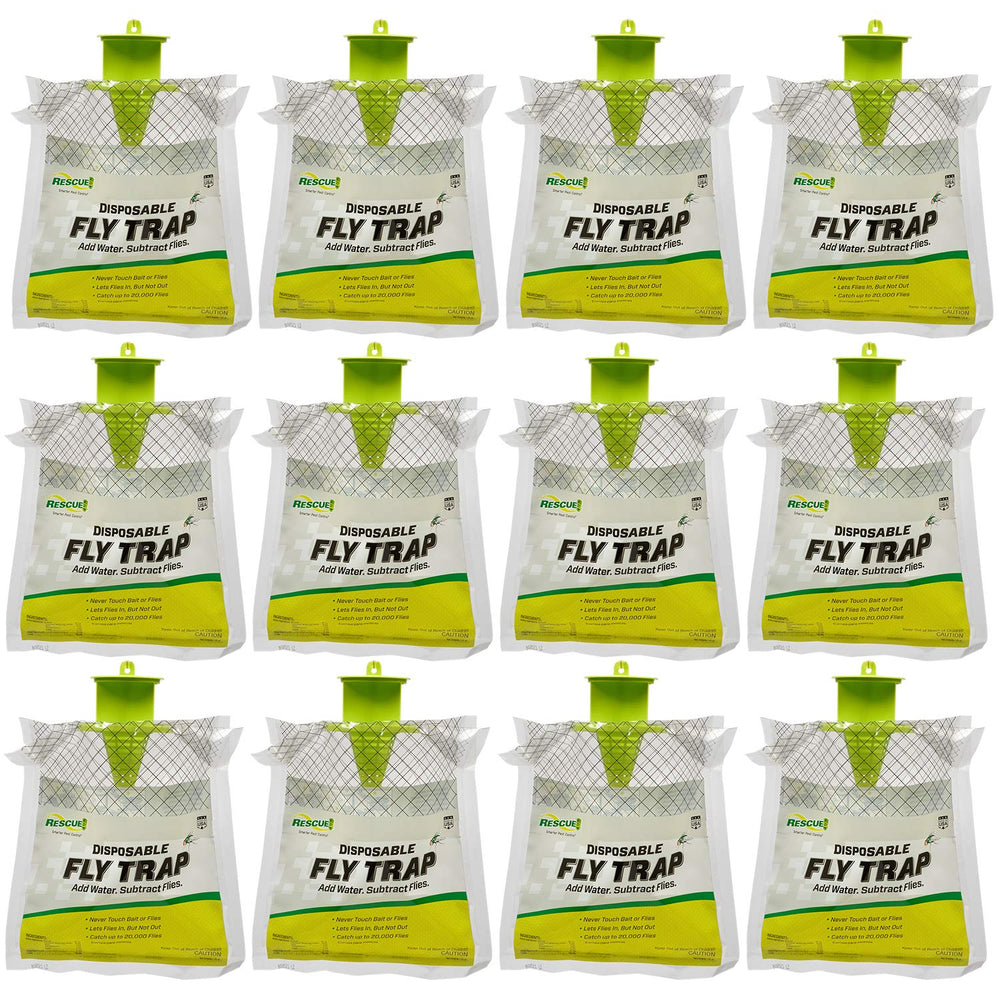 RESCUE! Outdoor Disposable Fly Trap front view with attractant bait
