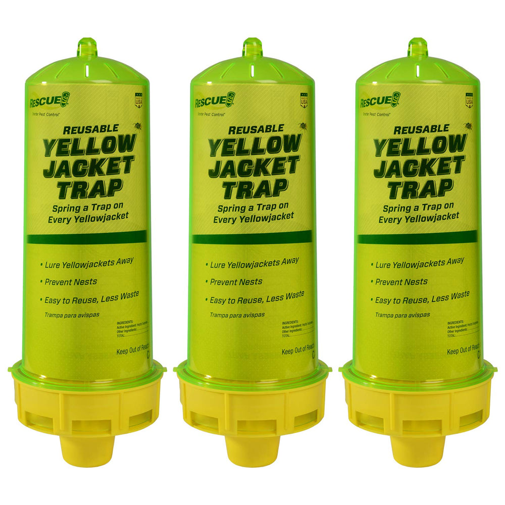 RESCUE! Reusable Yellowjacket Trap front view, yellow and green