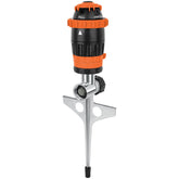 Restmo Gear Drive Sprinkler front view with metal spike base