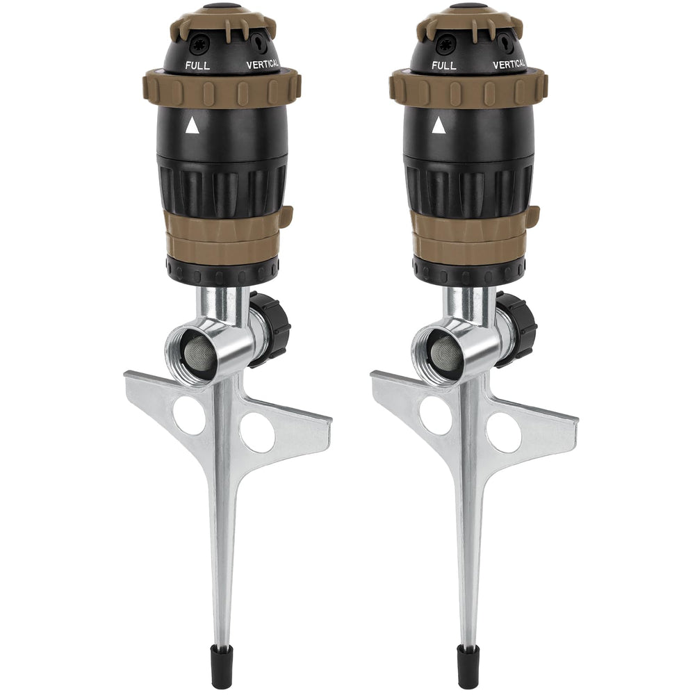 Restmo Gear Drive Sprinkler front view with metal spike base