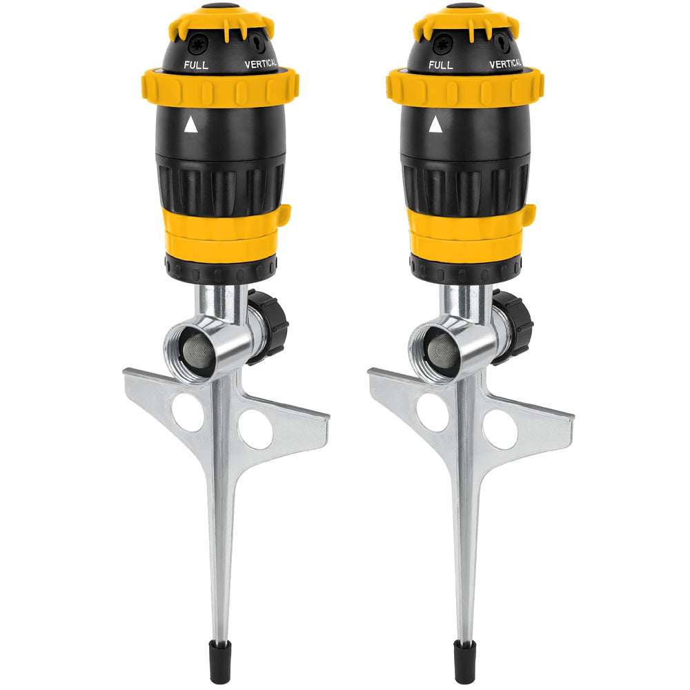 Restmo Gear Drive Sprinkler front view with yellow finish