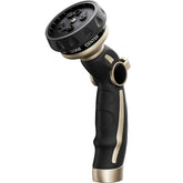 Restmo Heavy Duty Hose Nozzle front view with 9 watering patterns