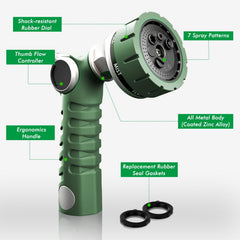 Restmo Hose Nozzle showing 7 watering patterns dial