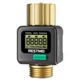 Restmo Water Flow Meter front view with LCD display