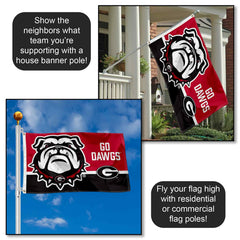 Reverse side view of Georgia Bulldogs outdoor flag