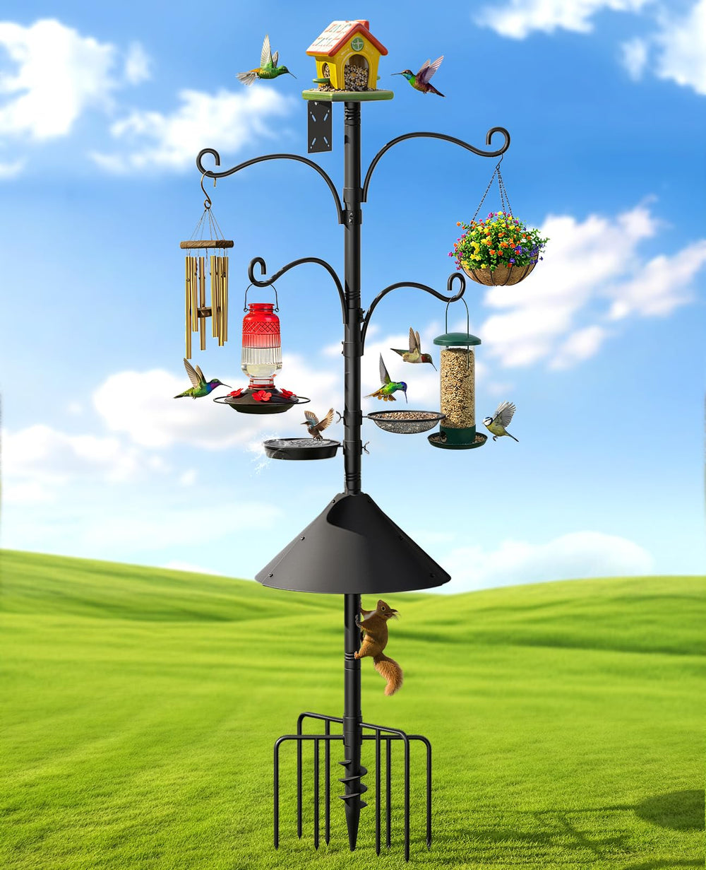 Rhino Valley 93 Inch Bird Feeder Pole side view with hooks