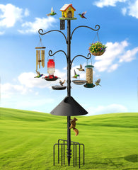 Rhino Valley 93 Inch Bird Feeder Pole side view with hooks