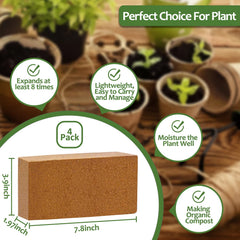 Riare coco coir brick showing texture and size