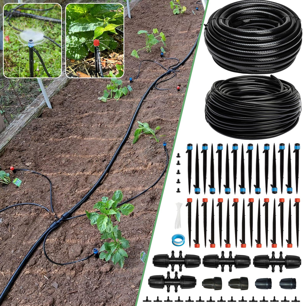 Riboud 240FT Drip Irrigation System Kit complete set with tubing and accessories