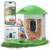 RichBird Bird Feeder with Camera, front view, green