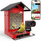 RichBird Smart Bird Feeder Camera front view with red finish