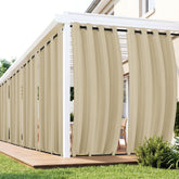 RichSets Outdoor Curtains 6 panels in cream colour, front view