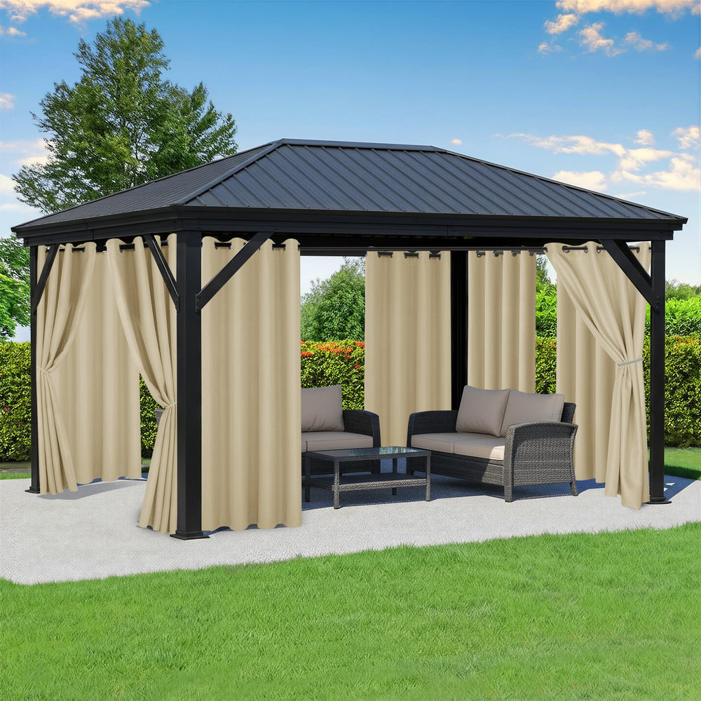RichSets Outdoor Curtains for Patio cream panel front view