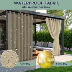 RichSets Outdoor Curtains hanging on a patio