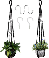RIFNY Macrame Plant Hanger black model front view