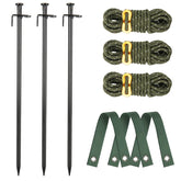RIFNY Tree Stakes Kit with 3 metal stakes, straps, and ropes