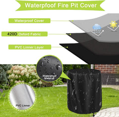Rilime Fire Pit Cover 32 inch round black model side view