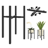 Rioneta Adjustable Metal Plant Stand front view in black