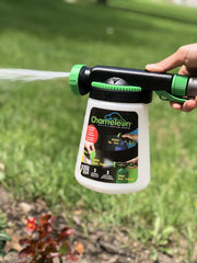RL Flo-Master Chameleon Hose End Sprayer connected to a garden hose