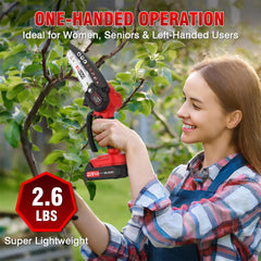 RLSOO Mini Chainsaw with accessories including safety goggles and gloves