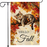 RMXJKIIU Autumn Garden Flag featuring a sleeping kitten on a branch
