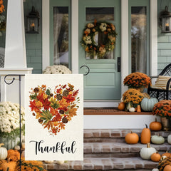 RMXJKIIU Fall Garden Flag hanging on a garden pole