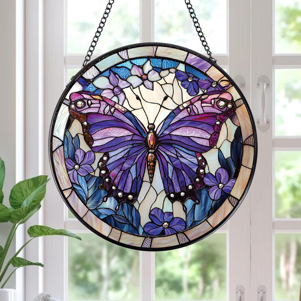 Rngmsi Butterfly Stained Glass Suncatcher front view